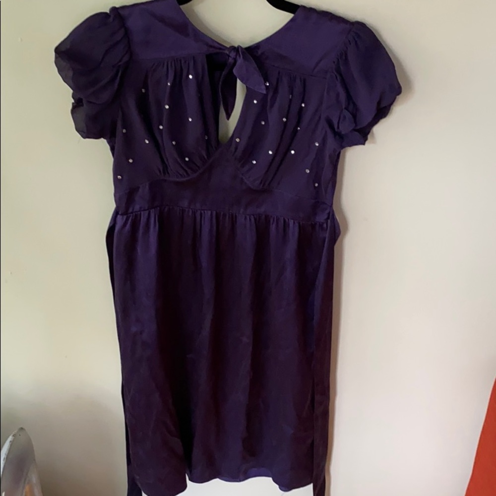 Vintage Silk Betsey Johnson Indigo Jeweled Dress